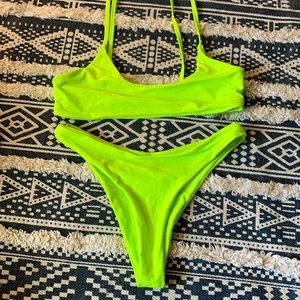 Neon green bathing suit